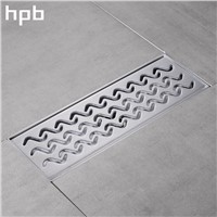 HPB Stainless Steel 304 Bathroom Shower Floor Drain 30*10cm Grates Waste Linear Tile Insert Long Drainer Floor Drain HP7914