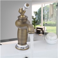 RU Classic Antique Bathroom Faucet Single Handle Cover Raised Sink Mixer Brass Faucet Basin Faucet Hot &amp;amp;amp; Cold Water Faucet