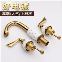 New Arrivals luxury basin faucet 8 inch water tap brass ceramic &amp;amp;amp; diamond bathroom faucet gold widespread basin sink faucet
