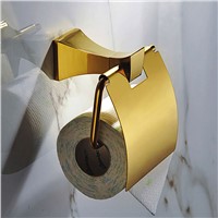 Gold Polished Brass Wall Mounted Toilet Paper Holder Tissue Roll Rack