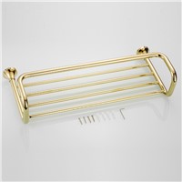60cm length Bathroom hardware accessories luxury gold color copper bathroom towel rack double tier towel shelf