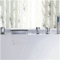 Waterfall Bathroom Basin Faucet Deck Mounted  washbasin bathroom tap 5 Pcs Set flush cold and hot water Mixer Taps