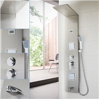 Bathroom Fashion Luxury Shower Column Shower Panel Hand Shower Massage Jets Brushed Nickle Plate Shower Faucet
