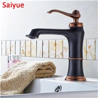 Unique Luxury solid brass Oil rubbed Bronze finish bathroom faucet rose gold Black body single handle Basin water tap Hot cold