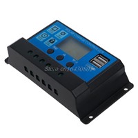 PWM 10/20/30A Dual USB Solar Panel Battery Regulator Charge Controller 12/24V #S018Y# High Quality