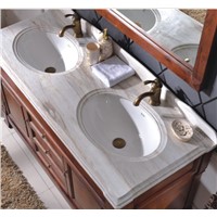 Hot Sale Antique Style Double Sink Wood Bathroom Cabinet with Mirror 0281-B-6007