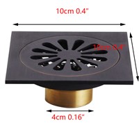 4&amp;amp;quot; Square Shape Waste Drainer Floor Drain Oil Rubbed Black Bronze Flower 5382 Modern Exquisite Carved Floor Drain