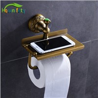 Solid Brass Bathroom Toilet Paper Holder Lavatory Phone Holder Antique Brass Wall Mount