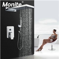 Chrome Polished Bathroom Head Shower Hand Shower Set Faucet Waterfall &amp;amp;amp; Rainfall Spray Jets Tap