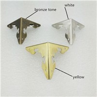 Case Box Corners For Furniture Decor Triangle Flower Side,Wooden Box Corner,Bronze Tone,30*30mm,4Pcs