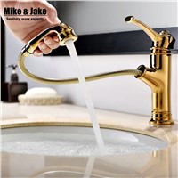 Gold color washbasin pull out tap bathroom faucet sink tap gold bathroom faucets water faucet for bathroom mixer MJ8930
