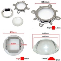 1Set 44mm Glass LED Lens 60 Degree Beam Angle + 50mm Reflector Collimator + Fixed Bracket for 20W 30W 50W 100W High Power LED
