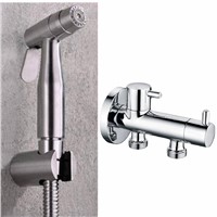 2 Function 304 Stainless Steel Toilet Hand held Bidet Spray Bathroom Shattaf Sprayer Jet Douche kit &amp; Diverter &amp; Hose BD564