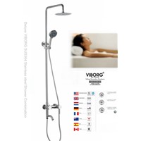 VIBORG Deluxe SUS304 Stainless Steel Wall-mounted Rain-style Rainfall Bath Shower Faucet Mixer Tap Complete Set, KS-L1015