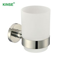 KINSE 304 Stainless Material Chrome Single Cup Holder Glass Cups Bathroom Accessories Toothbrush Cup holder