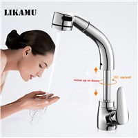 Basin Faucet With Chrome Finished  Bathroom Sink Faucet Pull Out Swivel Spout Basin Mixer Tap For Hot and Cold Water