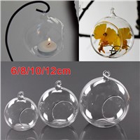 Mabor 8CM Clear Stylish Glass Round Hanging Candle Light Holder Candlestick Wedding