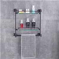 Brass + Glasses Bathroom Towel Bar Two Tiers Bath Towel Holder Rack Wall Mounted Accessories
