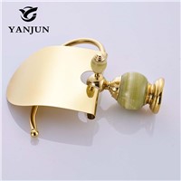 Yanjun Jade Stone Solid Brass Toilet Paper Roll Holder With Flap Wall Mounted Paper Towel Holder Bathroom Accessories YJ-8157
