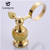 Yanjun Single Jade Green Stone Golden Cup Tumbler Holder Brass Wall Mounted Toothbrush Bathroom Accessories Cup Holder YJ-8164