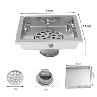 304 Stainless Steel Tile Invisible Grate Wetroom Floor Drain Square Floor Waste Grates Bathroom Shower Drainer Mayitr