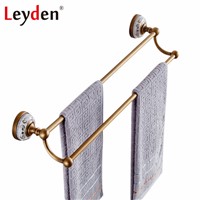Leyden Antique Brass/ ORB Double Towel Bar Golden/ Black Wall Mount White Porcelain Copper Double Towel Rack Bathroom Accessory