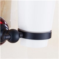 FLG Tumbler Holders Space Aluminum Single Cup Holder Ceramic Cups Toothbrush Tooth Cup Holder Bathroom Accessories