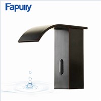 Fapully Bathroom Waterfall Basin Faucet Deck Mounted Automatic Hands Touch Sensor Water Faucet Waterfall Sink Tap