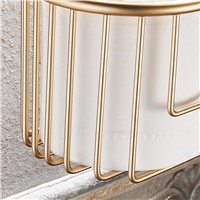 FLG Paper Holders Gold Bathroom Basket Red Crystal &amp;amp;amp; Glass toilet paper holder Space Aluminum Wall Mounted Bathroom Accessories