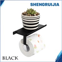 SHANGRUIJIA 304 Stainless Steel black bathroom paper holder toilet with shelf Toilet Roll Paper rack WC tissue paper holder