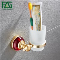 FLG Bathroom Cup Holder Space Aluminum Single Cup Holder Glass Cups Toothbrush Tooth Cup Holder Bathroom Accessories