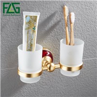 FLG Tumbler Holders Bathroom Cup Holder Space Aluminum Gold Tumbler Toothbrush Holder  Bathroom Accessories
