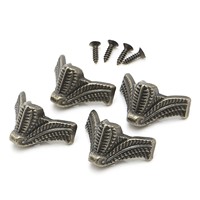 4x Vintage Jewelry Box Wooden Case Decorative Feet Leg Metal Corner Protector Brackets #G205M# Best Quality