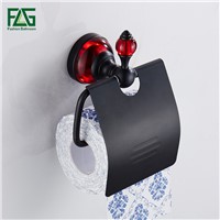 FLG Paper Holders Space Aluminum Bathroom Paper Rack Red Crystal &amp; Glass Tissue Holder Wall Mounted Bathroom Accessories