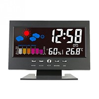 blackTemperature and humidity clock with LCD Clock display switchable Measuring temperature and humidity weather station