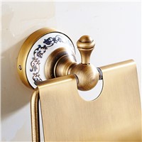FLG Antique Bronze Toilet Paper Holder Brushed Ceramic Base Tissue Box Roll Holder Space Aluminum Bathroom Accessories