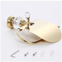 Luxury crystal brass gold paper box roll holder toilet gold paper holder tissue box Bathroom Accessories bath hardware
