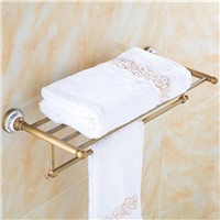 Solid Brass Antique Brass Bathroom Towel Rack Towel Bar Towel Shelf Bathroom Towel Holder Wall Mount