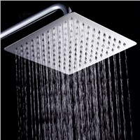 8 inch Fashion Square Stainless Steel Shower Head Set Ultra-thin Showerheads Large Rainfall Shower Head Kit with Extension Arm
