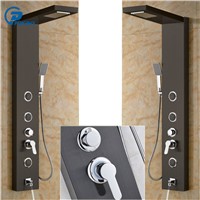 Black rainfall and waterfall bathroom mixer tap shower panel Dual handle with single handheld shower