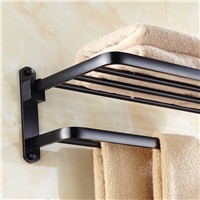 Whole aluminum folding black bath towel rack Active bath towel shelf bathroom towel holder black Double towel shelf MH6005