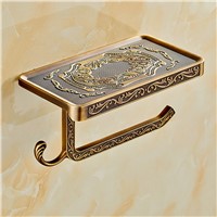 Wholesale or  Retail Wall Mounted Antique Carving Toilet Roll Paper Rack with Phone Shelf  Bathroom Paper Holder And hooks