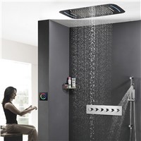 HIDEEP Embedded Rainfall Shower Set Brass Bath Shower Faucet Bathroom Rain Mixer Shower Combo Set With LED Light