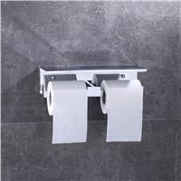 Ulgksd Double Storage Rack Towel Holder Toilet Paper TissueBath Paper Racks Wall Mounted Bathroom Hardware Bathroom Accessories