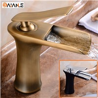 Waterfall Spout Single Handle Bathroom Sink Vessel Faucet Basin Mixer Tap, Lavatory Faucets Solid Brass Chrome Finished
