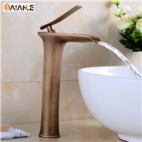 Waterfall Spout Single Handle Bathroom Sink Vessel Faucet Basin Mixer Tap Lavatory Faucets Tall Body Solid Brass Chrome Finished