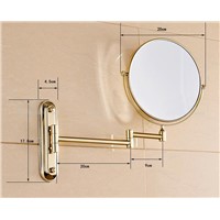 Golden Bathroom 8 Inch Cosmetic Mirror Dual Arm Extend 3 x Magnifying Mirror Wall Mount