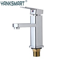 RU Bathroom Contemporary Chrome Finish Basin Sink Deck Mounted Brass Body Single Hole Bathroom Single Handle Faucet  Tap