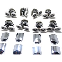 Replacement Shower Door Fixing Wheels in Chrome - 4x Top &amp; 4x Bottom - Fits Glass 6-8mm