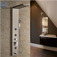 Ulgksd Stainless steel  Shower Column &amp;amp;amp; Bathroom Shower Panel Handle  Nickle BrushedTub Spout  W/ Hand Shower Set Massage Jets